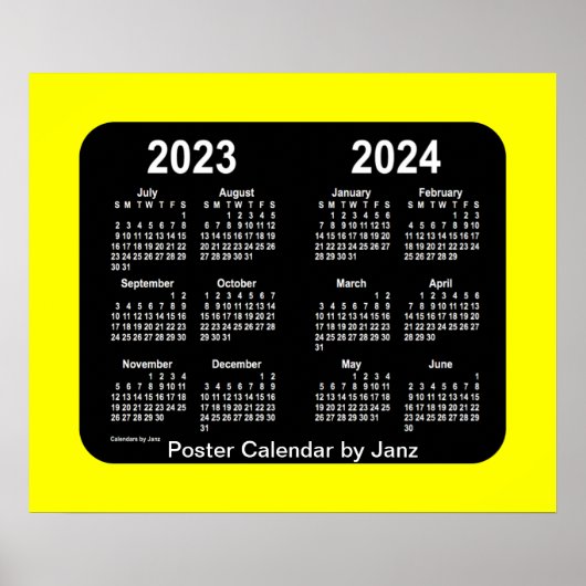 Poster Calendrier de l'école de néon jaune 2023-2024 par  (Devant)