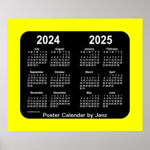 Poster Calendrier de l'école de néon jaune 2024-2025 par