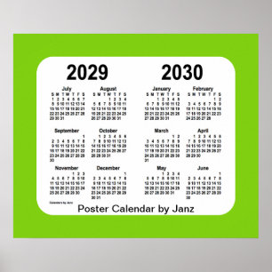 Poster Calendrier de l'école verte jaune 2029-2030 par Ja