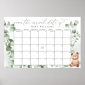 Poster Calendrier de l'ours pour deviner la date d'accouc (Devant)