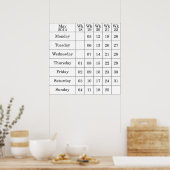 Poster Calendrier de mai 2014 semaines numérotées (Cuisine)