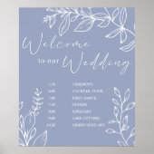 Poster Calendrier de mariage aux fleurs de pervenche (Devant)