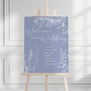 Poster Calendrier de mariage aux fleurs de pervenche