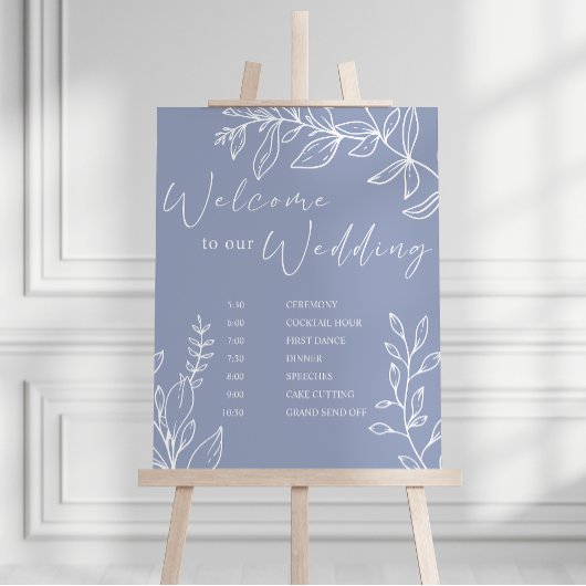 Poster Calendrier de mariage aux fleurs de pervenche