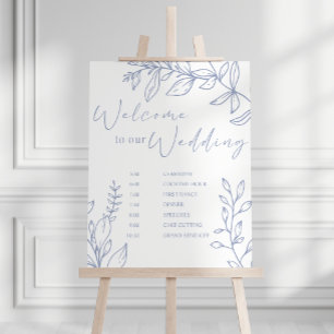 Poster Calendrier de mariage aux fleurs de pervenche