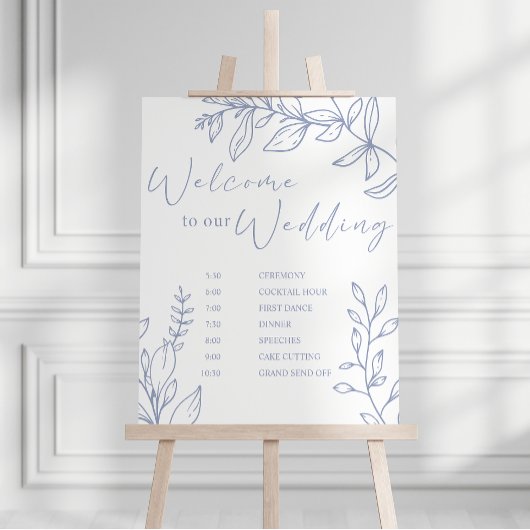 Poster Calendrier de mariage aux fleurs de pervenche