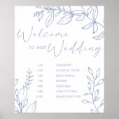 Poster Calendrier de mariage aux fleurs de pervenche (Devant)