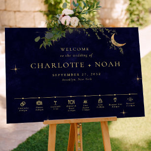 Poster Calendrier de Mariage Céleste de Minuit Bienvenue