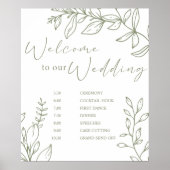Poster Calendrier de mariage Fleurs Bohème Sage (Devant)