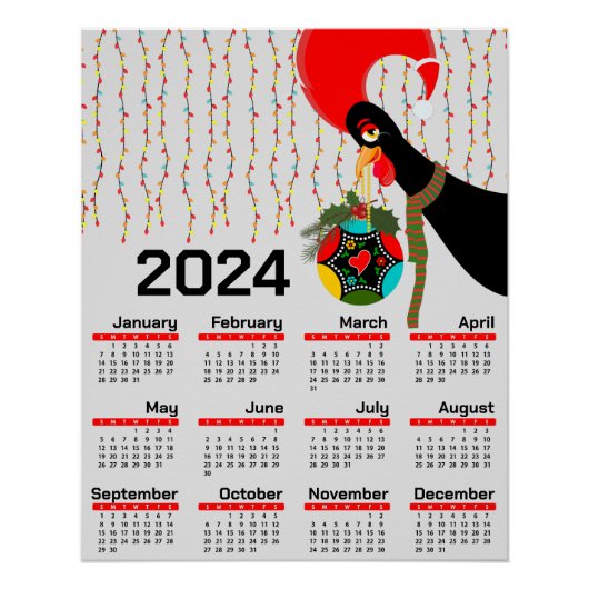 Poster Calendrier de Noël 2024 du Rooster portugais (Devant)