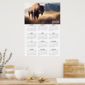 Poster Calendrier de paysage de bison et de montagne 2026 (Cuisine)