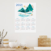 Poster Calendrier de paysage d'hiver 2021 (Cuisine)