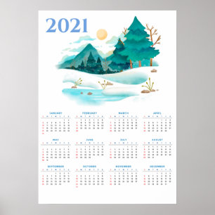Poster Calendrier de paysage hivernal 2021