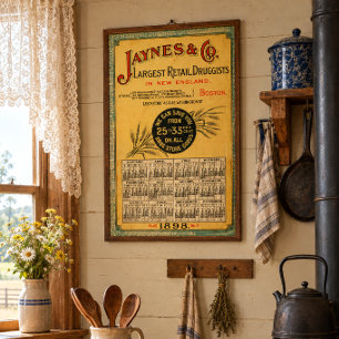Poster Calendrier de pharmacie de l'ère victorienne de 18