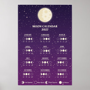 Poster Calendrier de phase lunaire de la galaxie des cycl