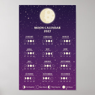Poster Calendrier de phase lunaire de la galaxie des cycl