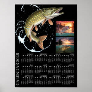 Poster Calendrier de photos de pêche 2026, pêche sportive