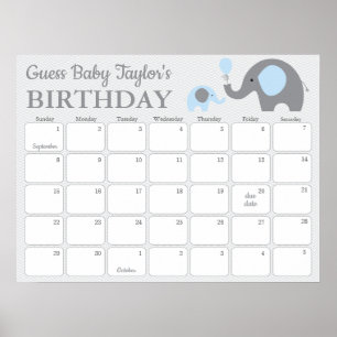 Poster Calendrier de prédiction d'anniversaire de bébé él