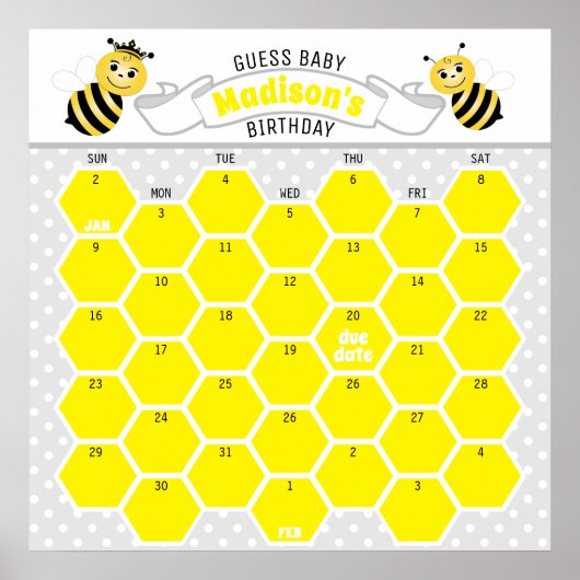 Poster Calendrier de prédiction d'anniversaire de l'abeil (Devant)