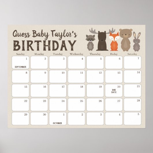 Poster Calendrier de Prédiction d'Anniversaire pour Baby (Devant)