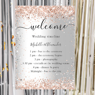 Poster Calendrier de programme argent rose or mariage