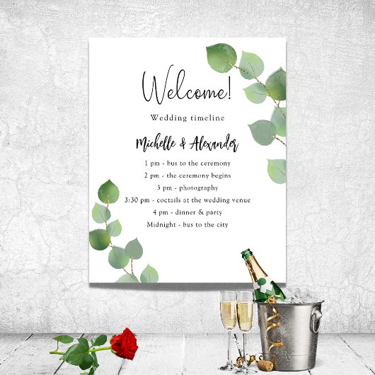 Poster Calendrier de programme de mariage à la verdure d'