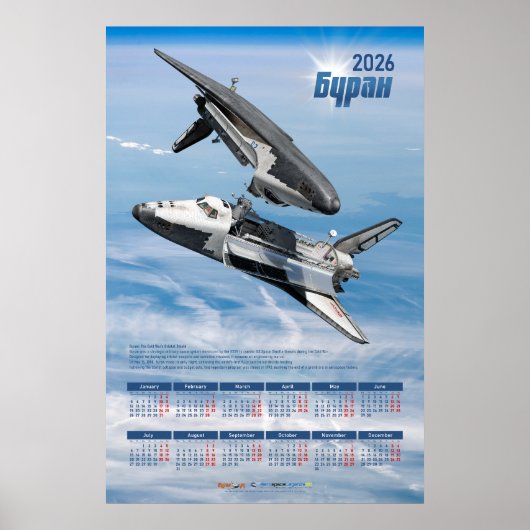 Poster Calendrier de Rendez-vous de la Navette Soviétique (Devant)