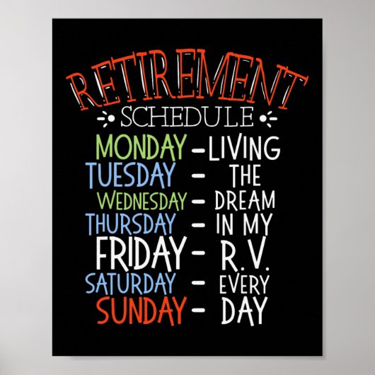 Poster Calendrier de retraite de la vie de camping ventil (Devant)
