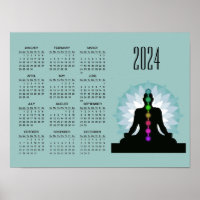 Poster Calendrier de Sept Chakras Yoga Design 2024