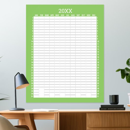 Poster Calendrier de vue annuelle - Planificateur d'objec