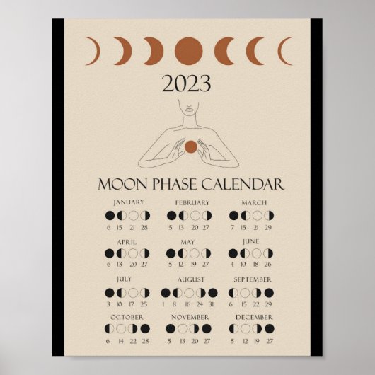 Poster Calendrier des cycles lunaires modernes 2023 Phase (Devant)