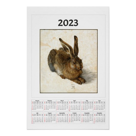 Poster Calendrier des jeunes lièvres pour 2023 Albrecht D (Devant)
