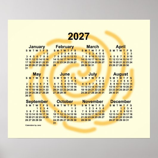 Poster Calendrier des jours ensoleillés 2027 par Janz (Devant)