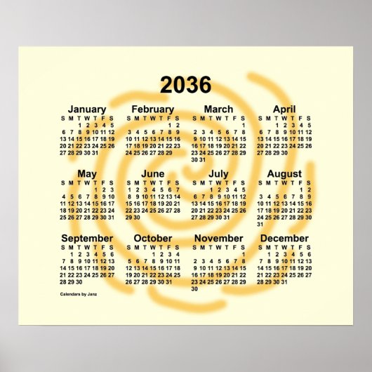 Poster Calendrier des jours ensoleillés 2036 par Janz (Devant)