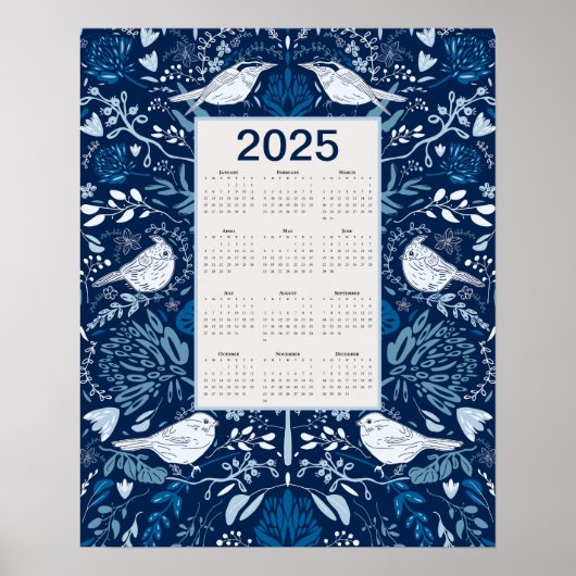 Poster Calendrier des oiseaux 2025 (Devant)