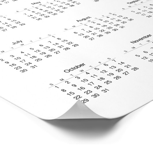 Poster Calendrier des oiseaux colorés 2017 (Coin)