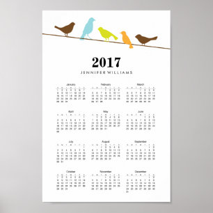 Poster Calendrier des oiseaux colorés 2017