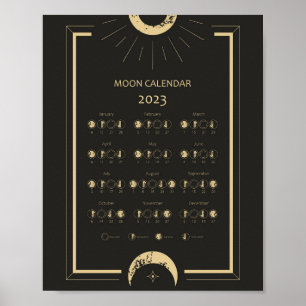 Poster Calendrier des phases de lune du cycle lunaire 202