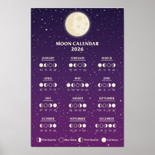 Poster Calendrier des phases lunaires de la galaxie des c