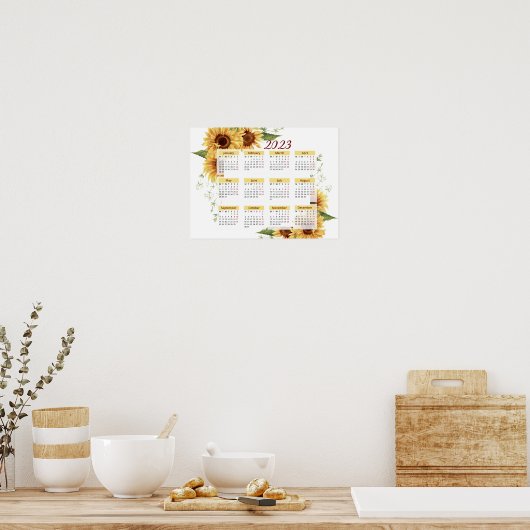 Poster Calendrier des tournesols, Calendrier 2023, Annuel (Cuisine)