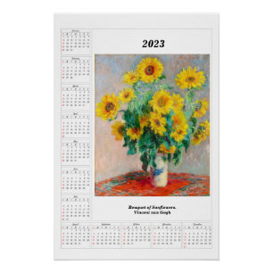 Poster Calendrier des tournesols pour 2023 Vincent van Go