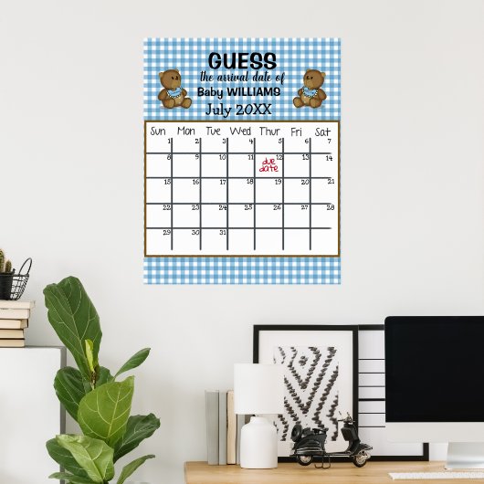 Poster Calendrier d'estimation de la date d'accouchement  (Bureau à domicile)