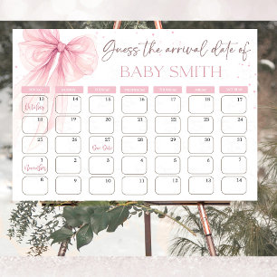 Poster Calendrier devinez la date prévue Coquette Rose à 