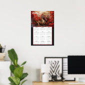 Poster Calendrier du Dragon Doré 2026 – Feu d'Automne (Bureau à domicile)