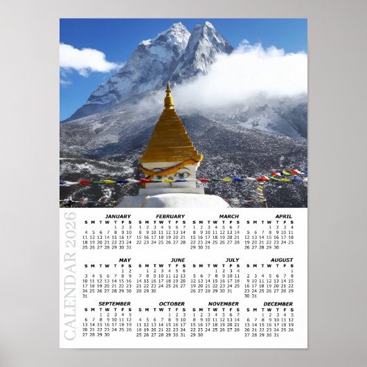 Poster Calendrier du Népal 2026, Ama Dablan, Sagarmatha (Devant)