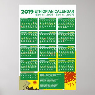 Poster Calendrier du Nouvel An éthiopien 2019 2026/2027