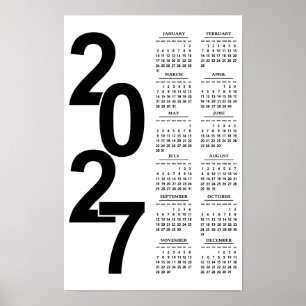 Poster Calendrier Élégant Typographique Minimal Moderne 2