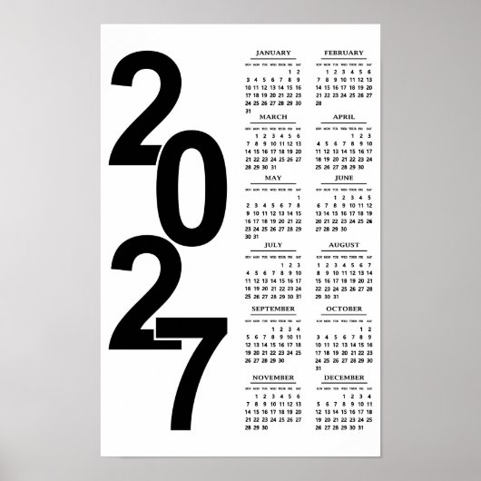 Poster Calendrier Élégant Typographique Minimal Moderne 2 (Devant)