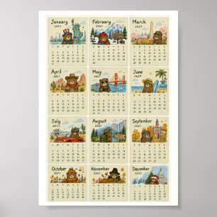 Poster Calendrier États-Unis 2027