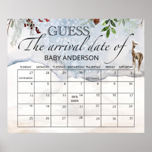 Poster Calendrier Evergreen devinez la date prévue d'acco
